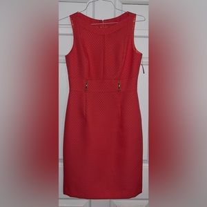 Tahari Dress Midi Length. Color: Pink, Size: 4. Gold Accents.